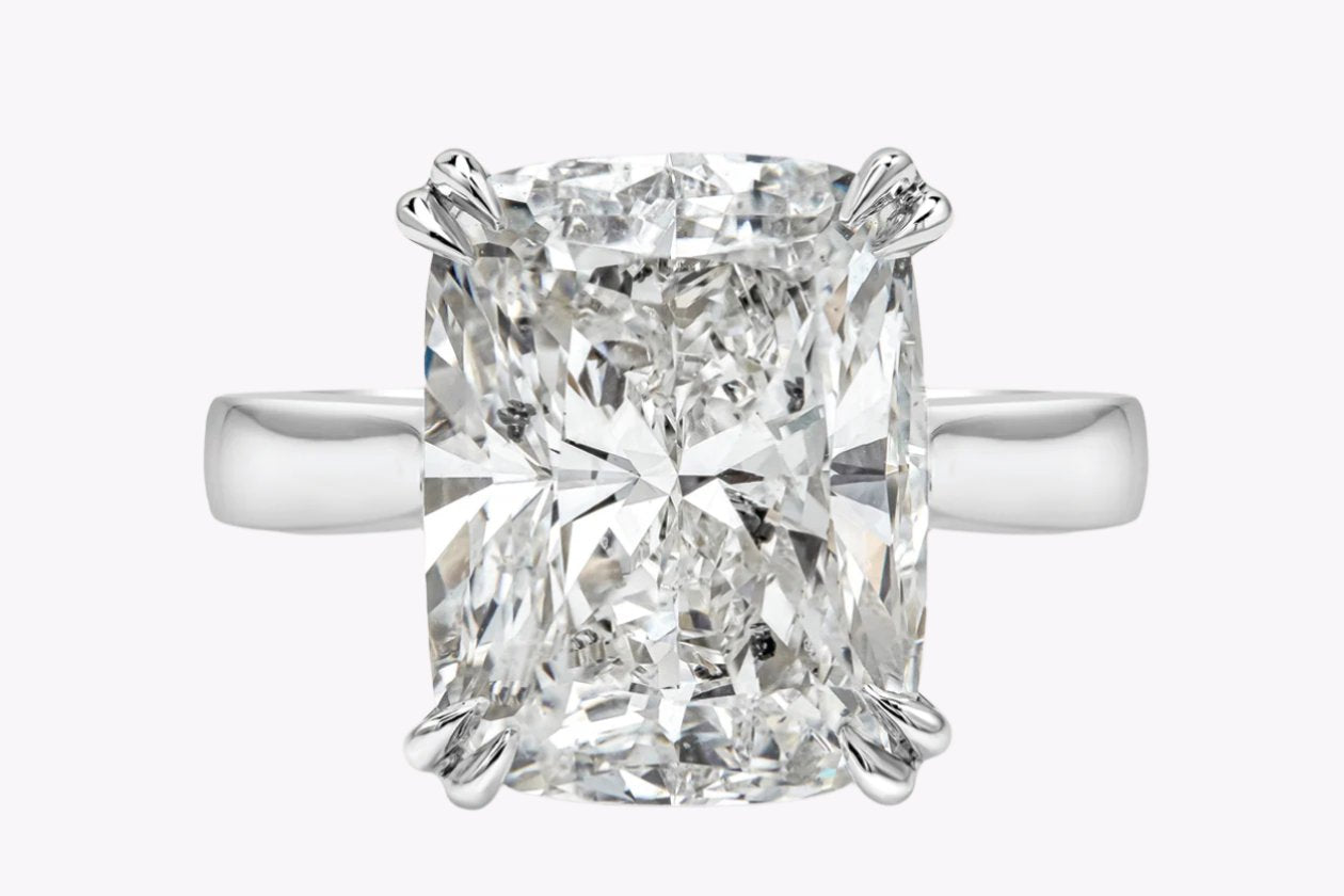 GIA Certified 7.76 Carats Cushion Cut Diamond Solitaire Engagement Ring in Platinum