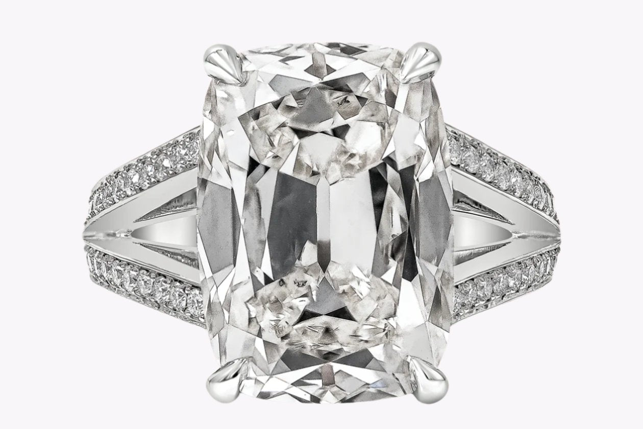 GIA Certified 10.09 Carats Elongated Cushion Cut Diamond Engagement Ring in Platinum