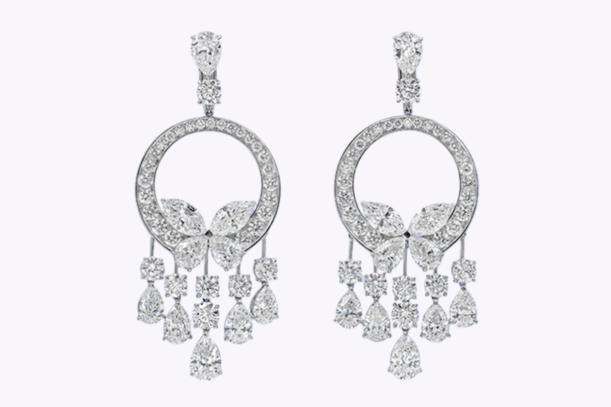 28.19 Carats Total Mixed-Cut Diamond Open-Work Chandelier Earrings in Platinum