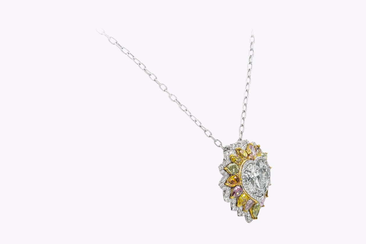 GIA Certified 10.02 Carats Heart Shape Diamond Lion's Mane Halo Pendant Necklace in Platinum - Image 3