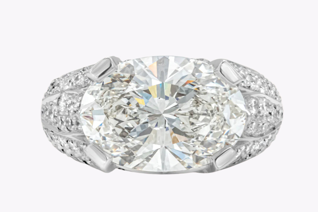 GIA Certified 6.16 Carats Oval Cut Diamond Dome Cocktail Engagement Ring in Platinum