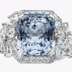GIA Certified 10.96 Carats Radiant Cut Blue Sapphire & Diamond Fashion Ring in Platinum