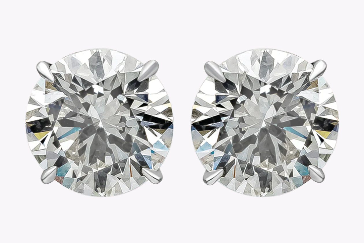 11.46 Carats Total Round Brilliant Cut Diamond Stud Earrings in Platinum