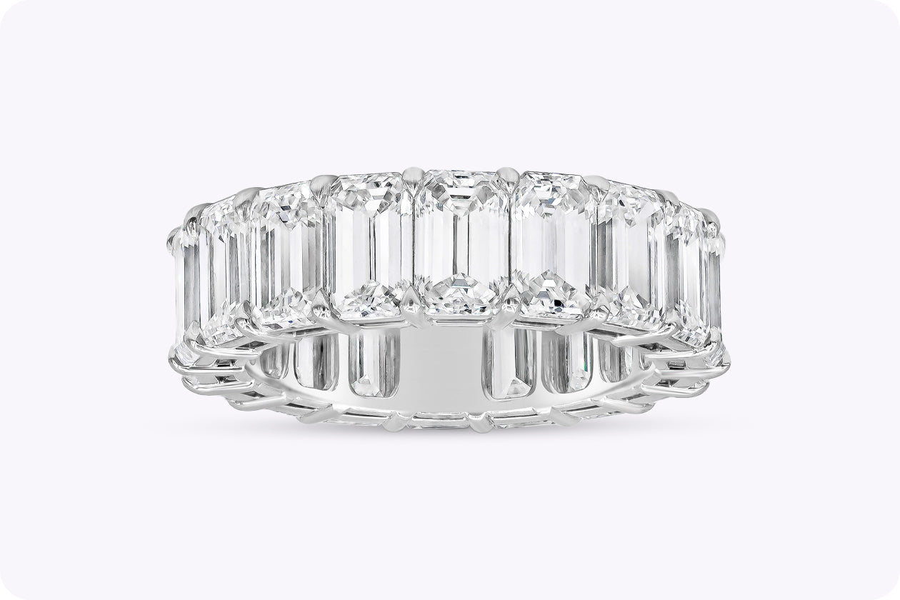 9.94 Carat Total Emerald Cut Diamond Eternity Wedding Band in Platinum