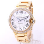 Cartier Ballon Bleu WE9004Z3 18k Yellow Gold Diamond Bezel Silver Dial