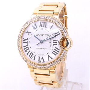 Cartier Ballon Bleu WE9004Z3 18k Yellow Gold Diamond Bezel Silver Dial