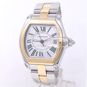 Cartier Roadster W62031Y4 18k Yellow Gold & Stainless Steel Silver Sunray Dial