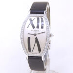 Cartier Tonneau WE400831 18k White Gold Diamond Bezel Silver Dial