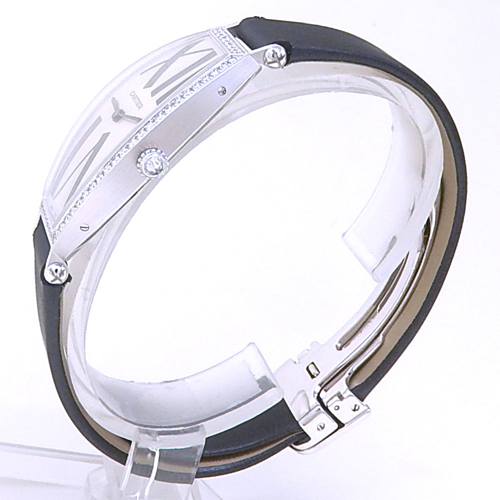Cartier Tonneau WE400831 18k White Gold Silver Dial