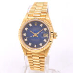 Rolex Datejust 69178 18k Yellow Gold Blue Vignette Diamond Dial