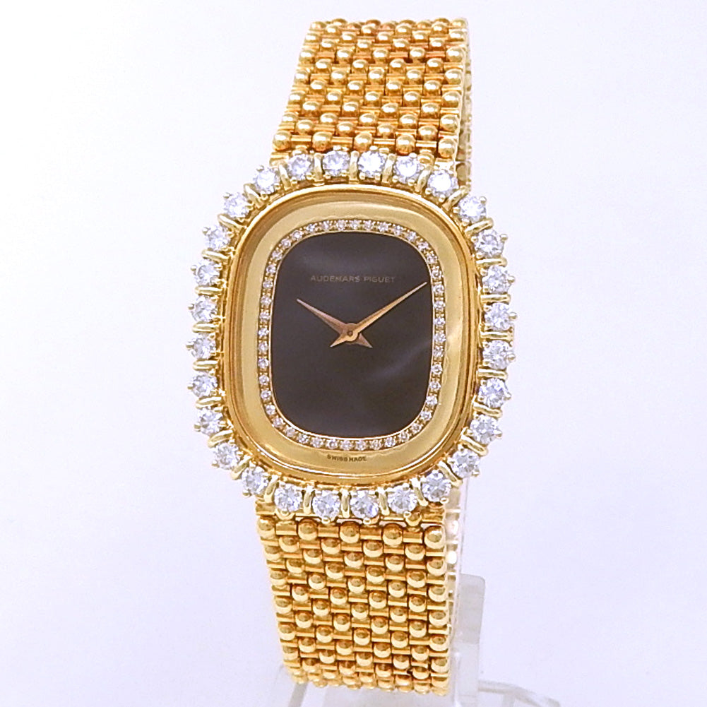 Audemars Piguet Vintage 18k Yellow Gold Black & Diamonds Dial