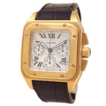 Cartier Santos 100 XL W20096Y1 18k Yellow Gold Silver Dial