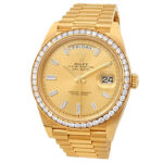 Rolex Day-Date 228348RBR 18k Yellow Gold Champagne Diamond Dial