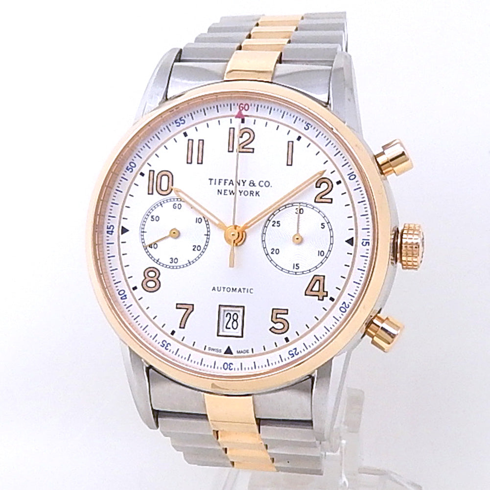 Tiffany & Co. CT60 Chronograph 36813865 18k Rose Gold Steel Silver Dial