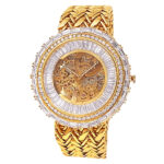 Audemars Piguet Vintage 18k Yellow Gold Baguette Diamonds Skeleton Dial