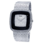 Piaget Vintage 9775 A6 18k White Gold Onyx Pave Diamonds Dial