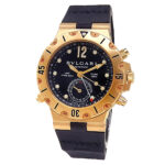 Bvlgari Diagono Scuba SD 38 G GMT 18k Yellow Gold Black Dial