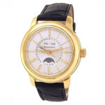 Tiffany & Co Triple Calendar Moon Phase 18k Yellow Gold Silver Dial