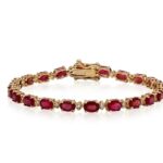 Ruby and Diamond Bracelet in 14K Yellow Gold - Front View by Kelly Christie