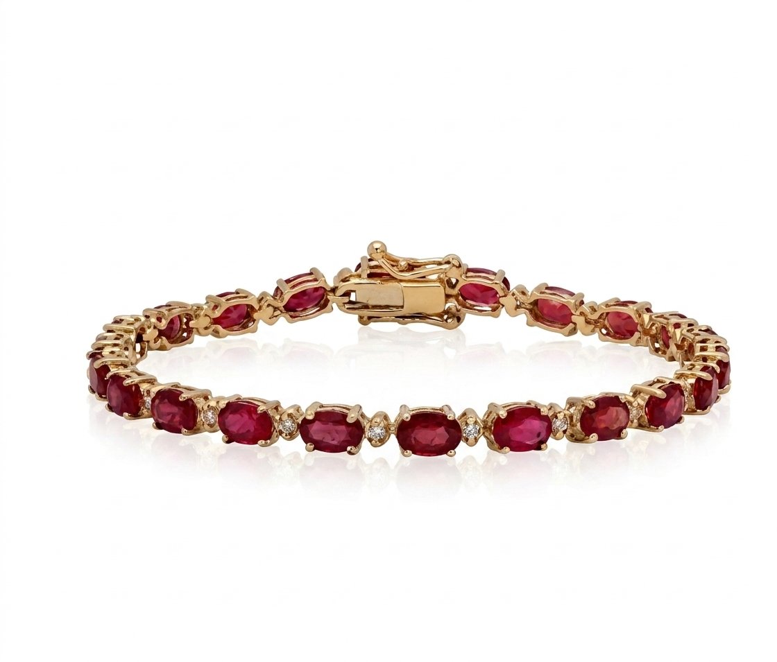 Ruby and Diamond Bracelet in 14K Yellow Gold