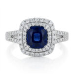 Sapphire and Diamond Ring in 18K White Gold - Front View by Kelly Christie