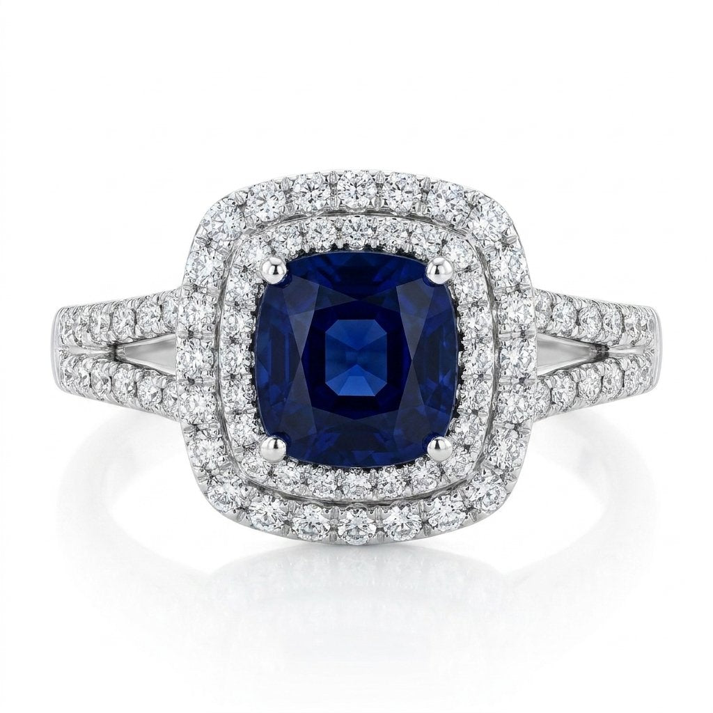 Sapphire and Diamond Ring in 18K White Gold
