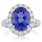 Tanzanite and Diamond Ring in 14K White Gold - Front View by Kelly Christie