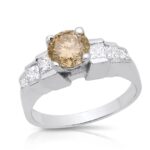Champagne Diamond and Diamond Ring in 14K White Gold - Front View by Kelly Christie