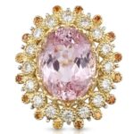 Kunzite Diamond and Yellow Sapphire Ring in 14K Yellow Gold - Front View by Kelly Christie
