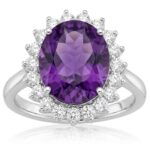 Amethyst and Diamond Ring in 14K White Gold - Front View by Kelly Christie