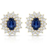 Sapphire and Diamond Earrings in 14K Yellow Gold - Front View by Kelly Christie