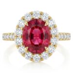 Rubellite Tourmaline and Diamond Ring in 14K Yellow Gold - Front View by Kelly Christie