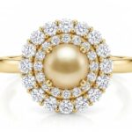 Pearl and Diamond Ring in 14K White Gold - Front View by Kelly Christie