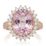 Kunzite and Diamond Ring in 14K Rose Gold - Front View by Kelly Christie