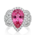 Pink Tourmaline and Diamond Ring in 14K White Gold - Front View by Kelly Christie