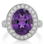 Amethyst and Diamond Ring in 14K White Gold - Front View by Kelly Christie