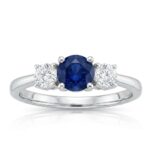 Sapphire and Diamond Ring in 14K White Gold - Front View by Kelly Christie