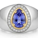 Tanzanite and Diamond Ring in Platinum - Front View by Kelly Christie