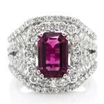 Rubellite Tourmaline and Diamond Ring in 18K White Gold - Front View by Kelly Christie