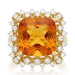 Citrine and Diamond Ring in 14K Yellow Gold - Front View by Kelly Christie