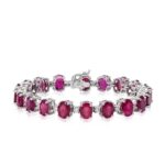 Ruby and Diamond Bracelet in 14K White Gold - Front View by Kelly Christie