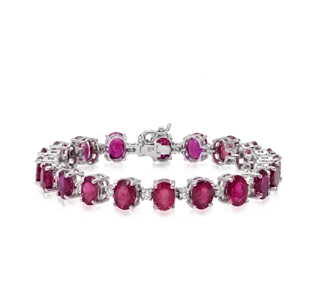 Ruby and Diamond Bracelet in 14K White Gold
