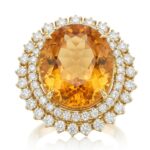 Citrine and Diamond Ring in 14K Yellow Gold - Front View by Kelly Christie