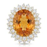 Citrine and Diamond Ring in 14K Yellow Gold - Front View by Kelly Christie