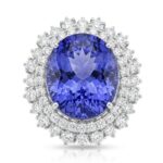 Tanzanite and Diamond Ring in 14K White Gold - Front View by Kelly Christie