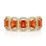 Orange Sapphire and Diamond Ring in 14K Yellow Gold - Front View by Kelly Christie