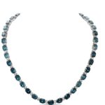 London Blue Topaz and Diamond Necklace in 14K White Gold - Front View by Kelly Christie