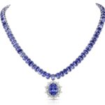 Tanzanite and Diamond Necklace in 14K White Gold - Front View by Kelly Christie
