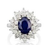 Sapphire and Diamond Ring in 14K White Gold - Front View by Kelly Christie