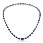Sapphire and Diamond Necklace in 14K Gold - Front View by Kelly Christie